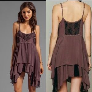 Free people pieced lace slip tunic dress medium